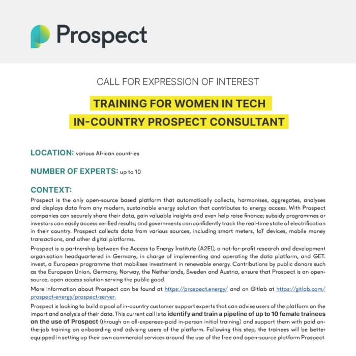 Women in Tech / in-country Prospect consultant programme